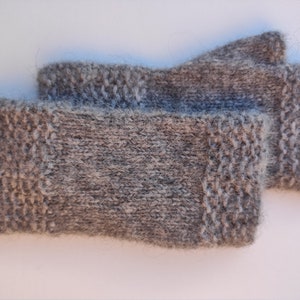 Hand Knitted Fingerless Gloves for Women Grey image 4