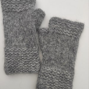 Hand Knitted Fingerless Gloves for Women Grey image 6