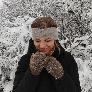 Women&#39;s Headband & Fingerless Gloves with Alpaca
