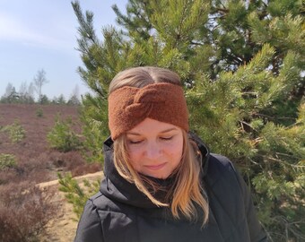 Soft Double Knitted Women's Headband Brown