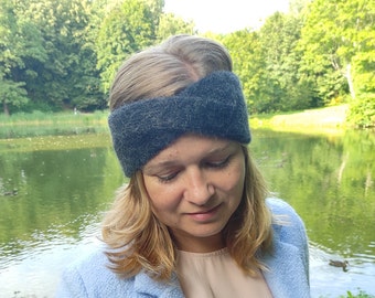 Alpaca Wool Headband for Women Black