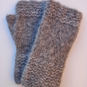 Hand Knitted Fingerless Gloves for Women Grey image 5