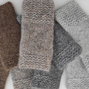 Hand Knitted Fingerless Gloves for Women Grey image 7