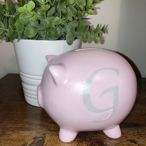Hand painted personalised piggy banks - multiple colours available - initials - pastel colours- gift - children - baby - baby shower gift