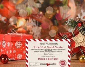 EDITABLE Nice List Certificate Printable Santa's Official Document, Girl Boy Nice List Certificate Template Instant Download, Canva, Santa