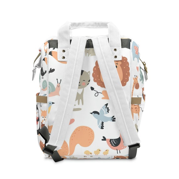 Wild Animals Diaper Backpack: Personalized Nylon Baby Bag