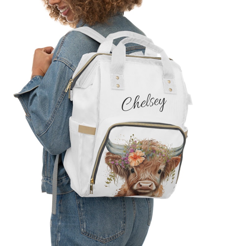 Personalized Highland Cow Diaper Bag, Backpack,personalized Backpack