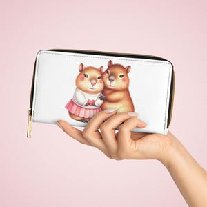Monedero con cremallera de carpincho, monedero de animal, bolsa con cremallera, regalo para amantes de los carpinchos, adorable idea de regalo de carpincho para ella, regalo de carpincho