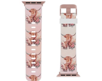 Floral Highland Kuh Apfel Uhrenarmband: Western Style