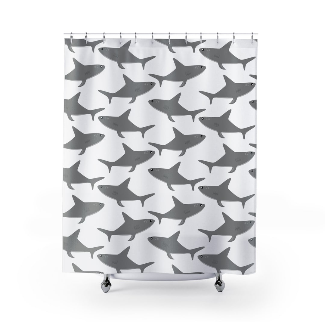 Shark Shower Curtain Under the Sea Shower Curtain Nautical Etsy