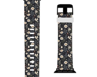 Bracelet Apple Watch Fleurs sauvages : imprimé floral printanier, résistant à la transpiration