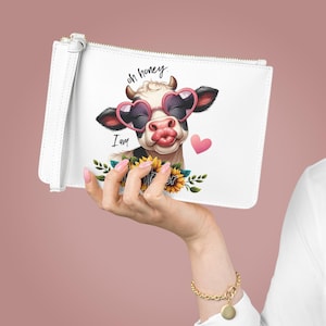 Oh Schatz, ich bin diese Färse Clutch mit Riemen, Kuh Clutch Geldbörse für Damen, süßer Organizer, Highland Kuh Geschenke für Damen, Mini Kuh Reißverschlusstasche