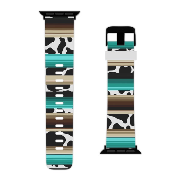 Western Serape Cow Print Apple Watch Band: Sweat Proof