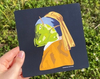 Mantis With The Pearl Earring Praying Mantis Classic Art Print Nature Poster Famous Classic Art Print Girl With The Pearl Earring Bug