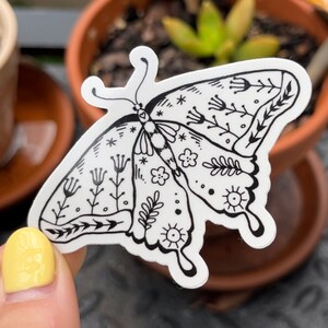 Folk Art Butterfly Sticker, Flowers And Butterfly Sticker,  Original Art Durable Waterproof Butterfly Floral Folk Art Sticker