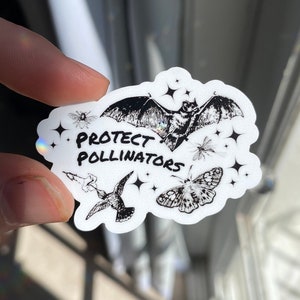 Protect Pollinators Environmental Preservation Original Art Durable Waterproof Sticker, Plant And Animal Sticker Critters Sticker