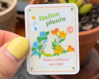 Plant Native Seed Pack Aufkleber Umweltschutz Original Art Langlebiger wasserdichter Aufkleber, Pflanzen- und Tieraufkleber Critters Sticker