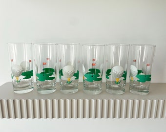 Vintage Masters Golf High Ball Glasses Set of 6