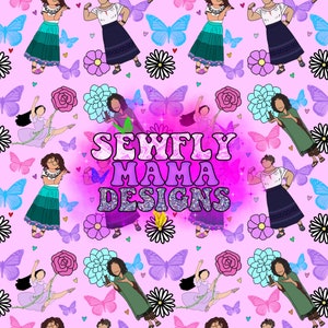 Encanto Seamless Pattern | Familia Madrigal | Floral | Butterfly | Mirabel | Isabella | Louisa | Bruno