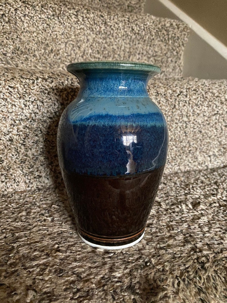 Pottery Flower Vase Handmade in Maine Fluid Glaze Unique Gift Etsy
