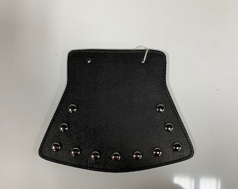 Mud Flap - Textured Black - Chrome Stud - Chrome Stud Far - Leather - Motorcycle Accessory