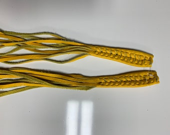 Lever Cover Set - Yellow/Yellow Laces - Leather - Motorcycle Accessory