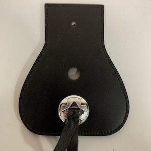Mud Flap - With Four Point Fray and Large Hole - Chrome 4 Point Medallion with Fray - Large Hole - Leather - Motorcycle Accessory