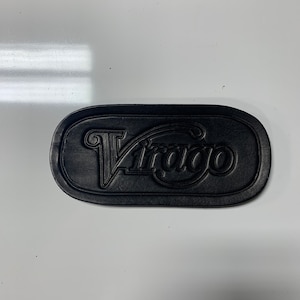 Badge - Virago - Black - Emboss - Leather - Motorcycle Accessory