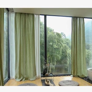 100% Linen Custom Curtains,  Semi-Sheer Natural Light Linen Curtains, Classic  Series- Nine Colors Available