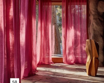 Cortinas de lino personalizadas: lino natural de peso medio, colección Essence Blush, hechas a mano por encargo.