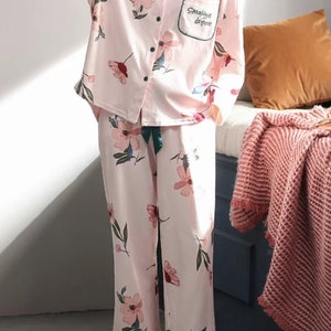 100% Cotton Pajamas Set, Pajamas Monogram,Unique Gift for Her,Casual Pajama,Comfortable Gift For Girl