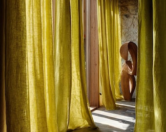 Custom Linen Curtains: Semi-Sheer Natural Fabric, Handmade to Order