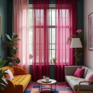 100% linen Custom Curtains,  Semi-Sheer Natural Light Linen Curtains,Flamingo Series-Three Colors Available