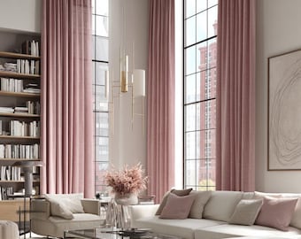 100% Linen Custom Curtains: Contemporary Style Drapes, 8 Smoke Color Choices, Elegant Window Panels for Stylish Homes, Handmade to Order