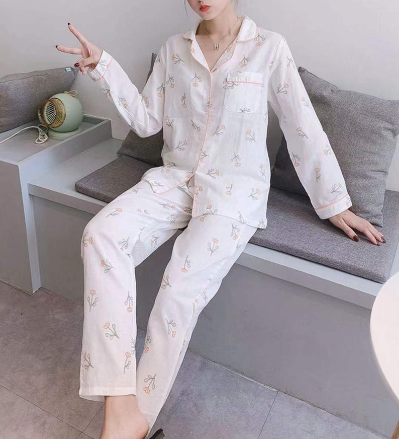 100 Gauze Cotton Pajamas Set Available Pajamas Etsy