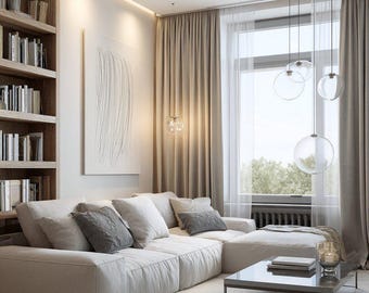 100% Linen Curtains: Beige Color Collection , 500 Color Choices, Custom Length, Made to Order Drapes for Modern Home Decor