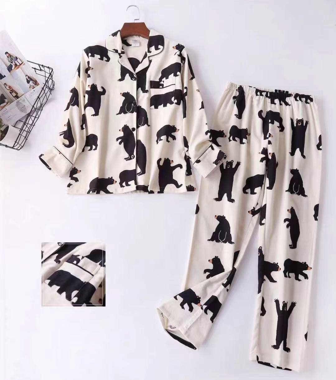 New Arrival 100 Cotton Pajamas Set Pajamas Monogram unique Gift for Her casual Pajama comfortable Gift for Her Cute Bear Print Etsy Canada