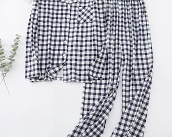 Cotton Plaid Pajama Set: Longsleeve Loungewear