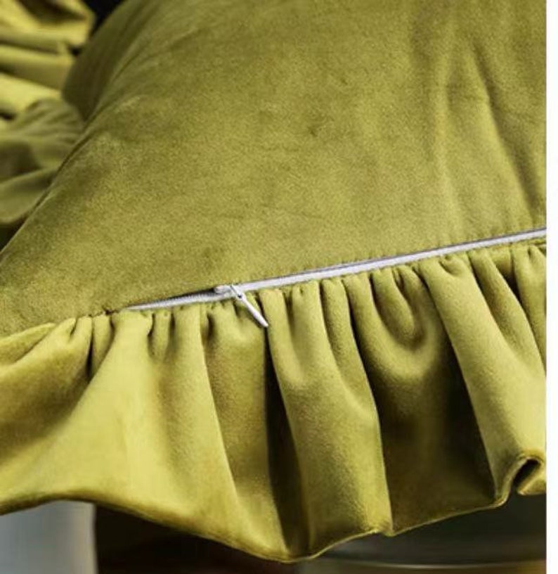 Velvet Custom Pillow Case With Rufflehandmade Pillow Etsy