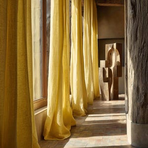 100% linen Custom Curtains,  Semi-Sheer Natural Medium Weight Linen Curtains, Fall Collection-8 Colors Available