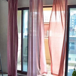 Linen Curtains: Semi-Sheer Natural Light, Morandi Pink, Custom Made