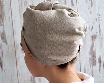 100% Linen ,Hair Fast Drying Dryer Towel Bath Wrap Hat Quick Cap ,Thicken Linen, Gift For Her，Available In 5 Colors
