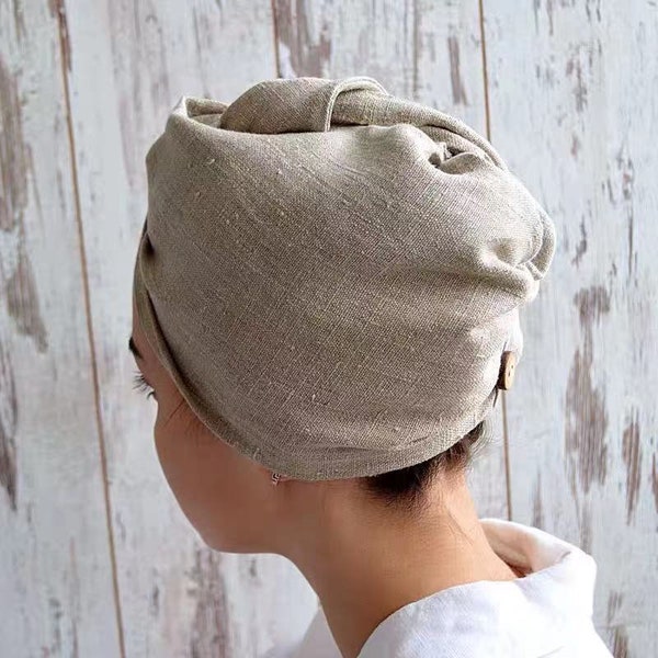 100% Linen ,Hair Fast Drying Dryer Towel Bath Wrap Hat Quick Cap ,Thicken Linen, Gift For Her，Available In 5 Colors