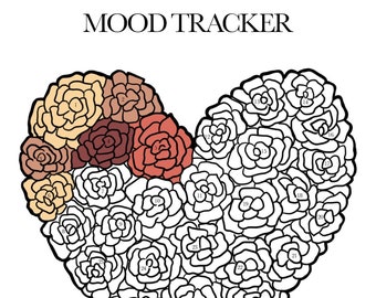 Hand-Drawn Rose Heart Mood Tracker Printable | Bullet Journal Planner Planner