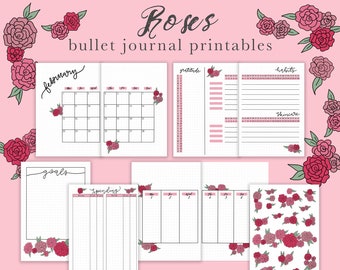 Bullet Journal Template Printable Set | Rose Theme Spring 2021