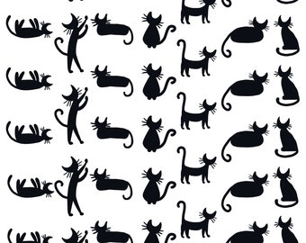 Black Cats Hand-Drawn Halloween Printable Stickers for Bullet Journal or Planner | Print at Home