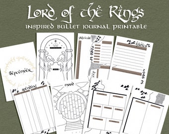 Lord of the Rings Hobbit Inspired Bullet Journal Planner Printable