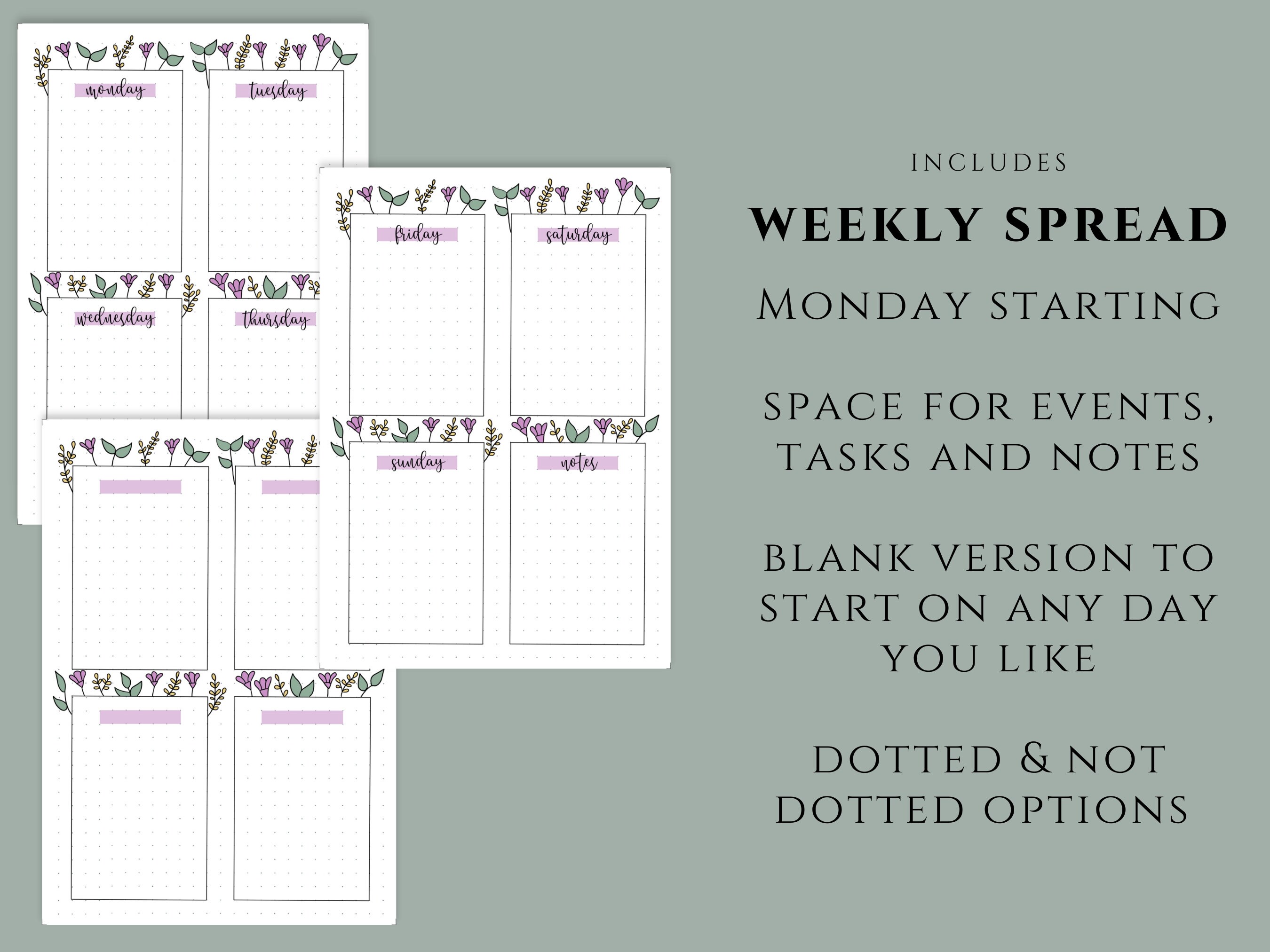 Spring Floral Bullet Journal Printable | Pastel & Cute | Planner ...