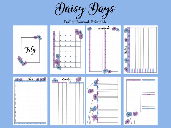 Bullet Journal Printable Template Set Spring Summer Daisy - Etsy