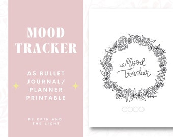 Floral Wreath Mood Tracker Printable | Spring Bullet Journal Planner